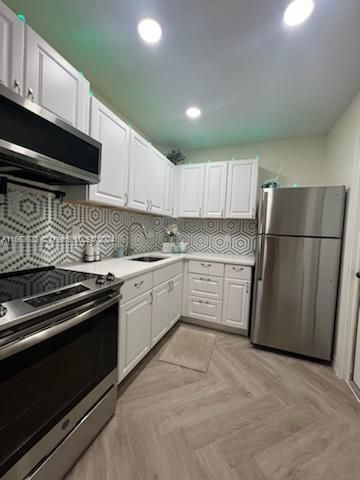 Kitchen with led lighting .