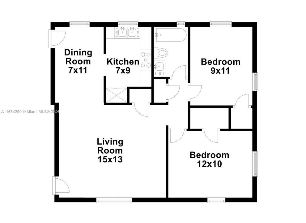 For Sale: $390,000 (2 beds, 1 baths, 672 Square Feet)