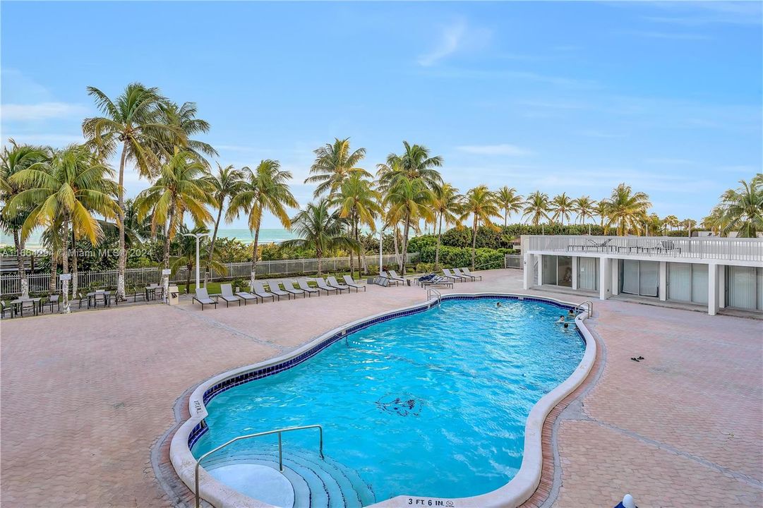 Mirasol pool. View of boardwalk & ocean