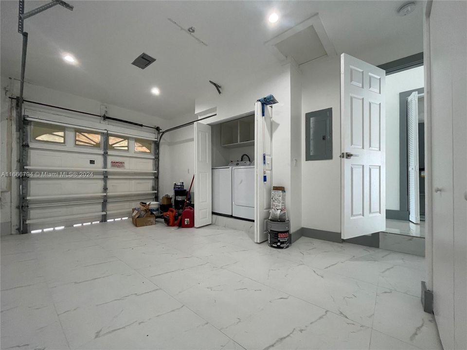 Laundry & dryer set inside garage