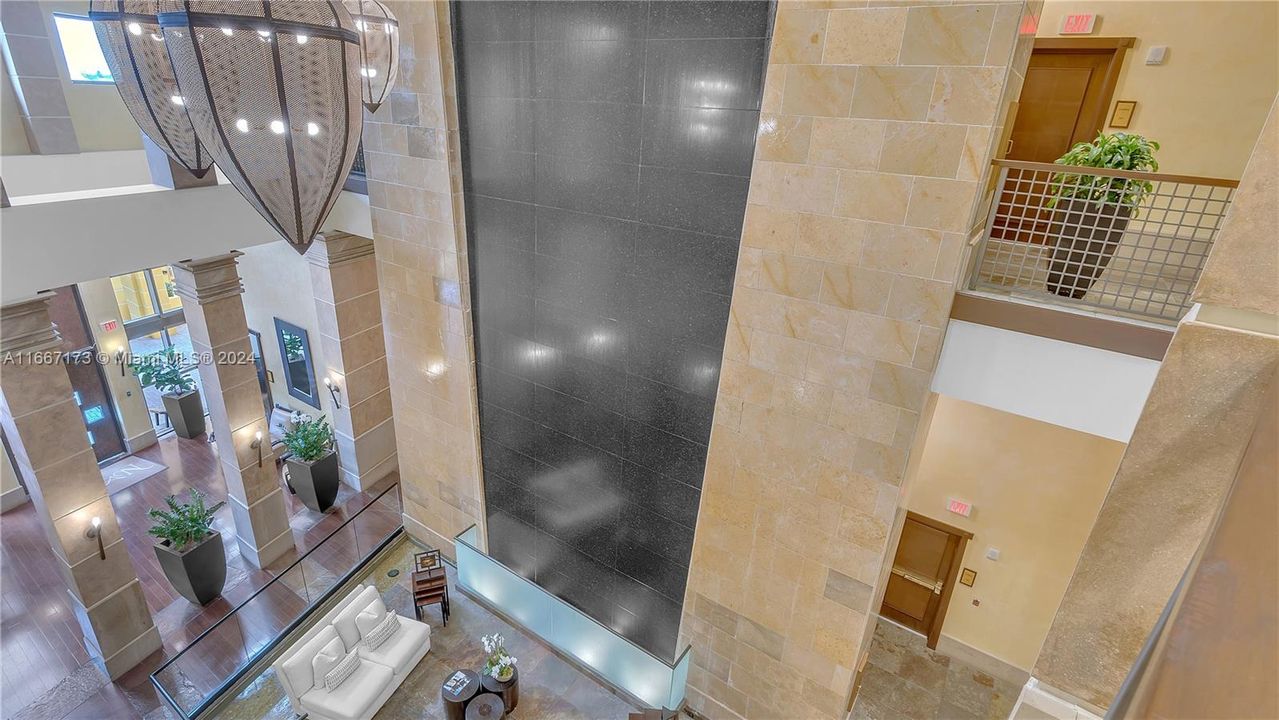 Fabulous 4 Story Lobby w/ Royal Waterfall from Mezzanine level