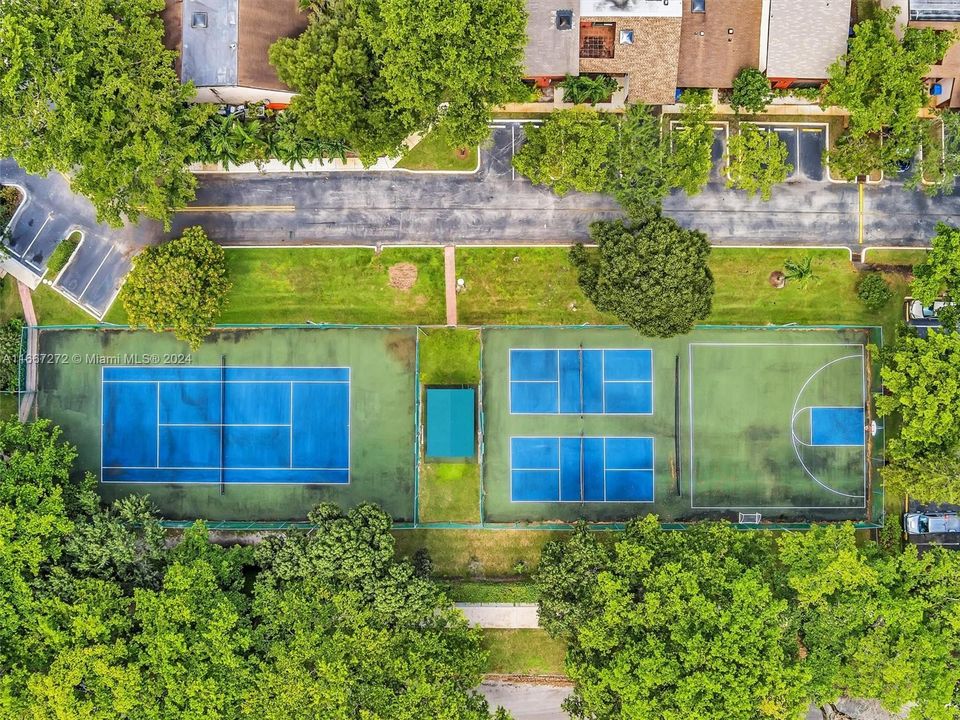 Paddle, Basketball, tennis courts and dog park.