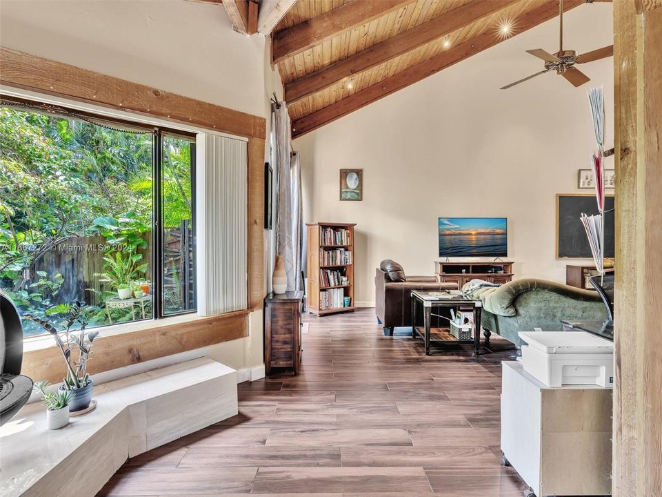 Fireplace Nook with sitting area overlooking the patio.