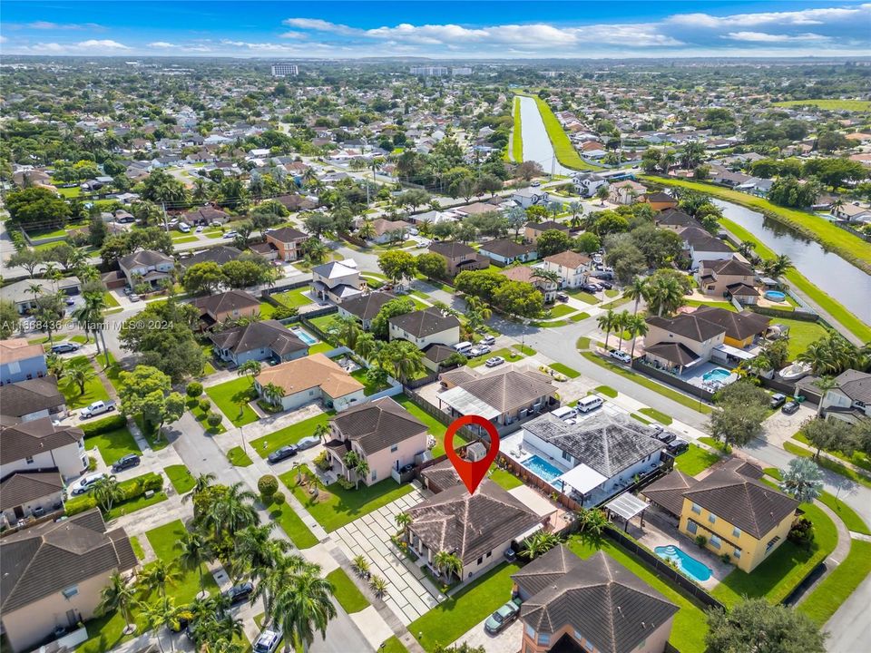 aerial view of the house