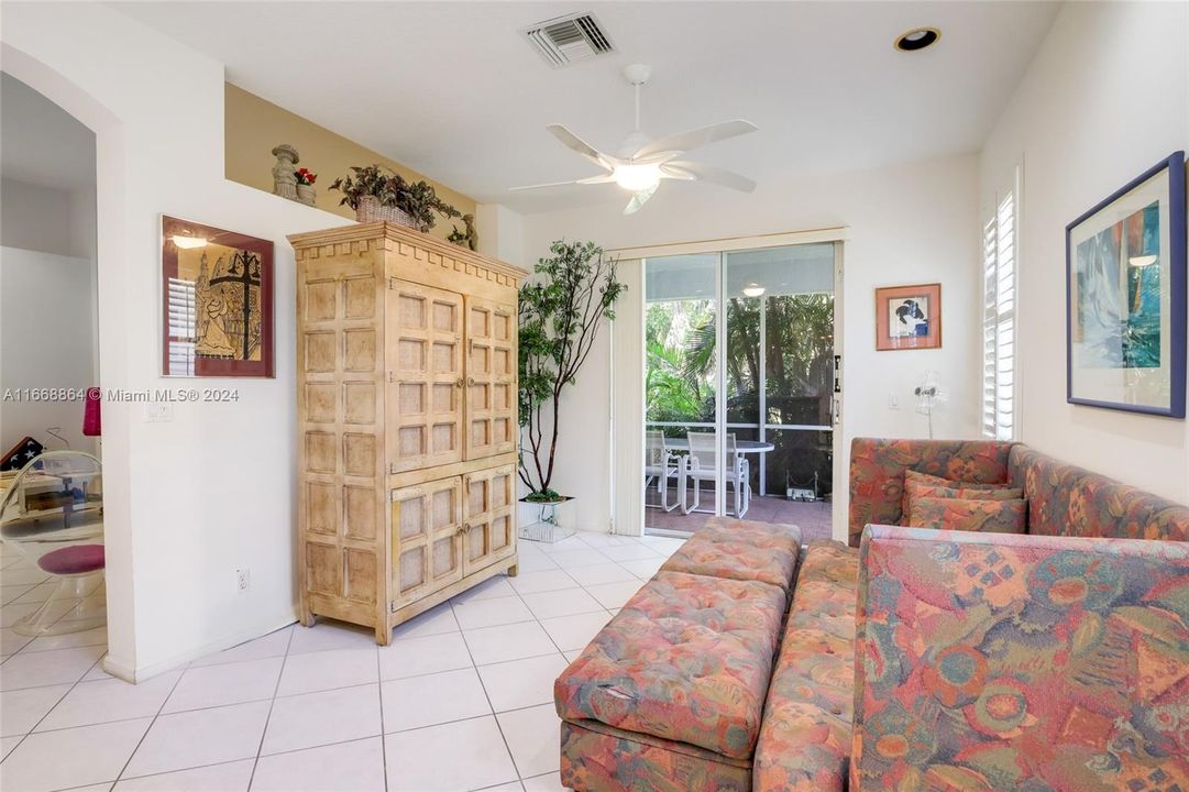 kitchen overlooks family room