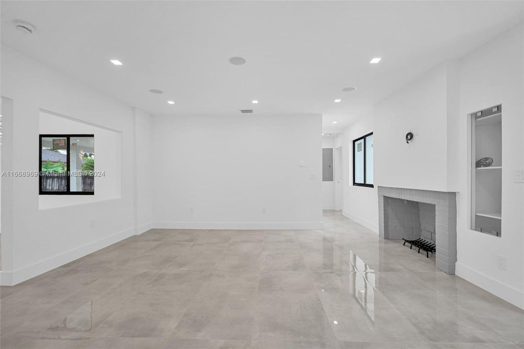 Living room and fireplace