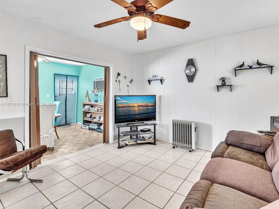 Kitchen opens to the family room area