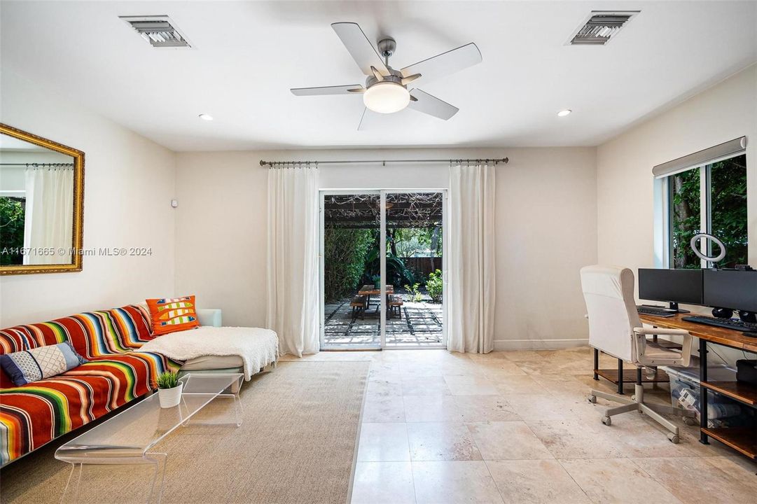 Family room opens to backyard and patio