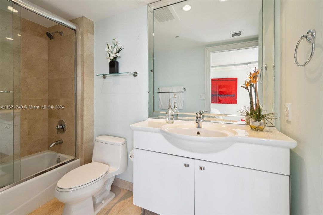 Second Bathroom with shower and tub.