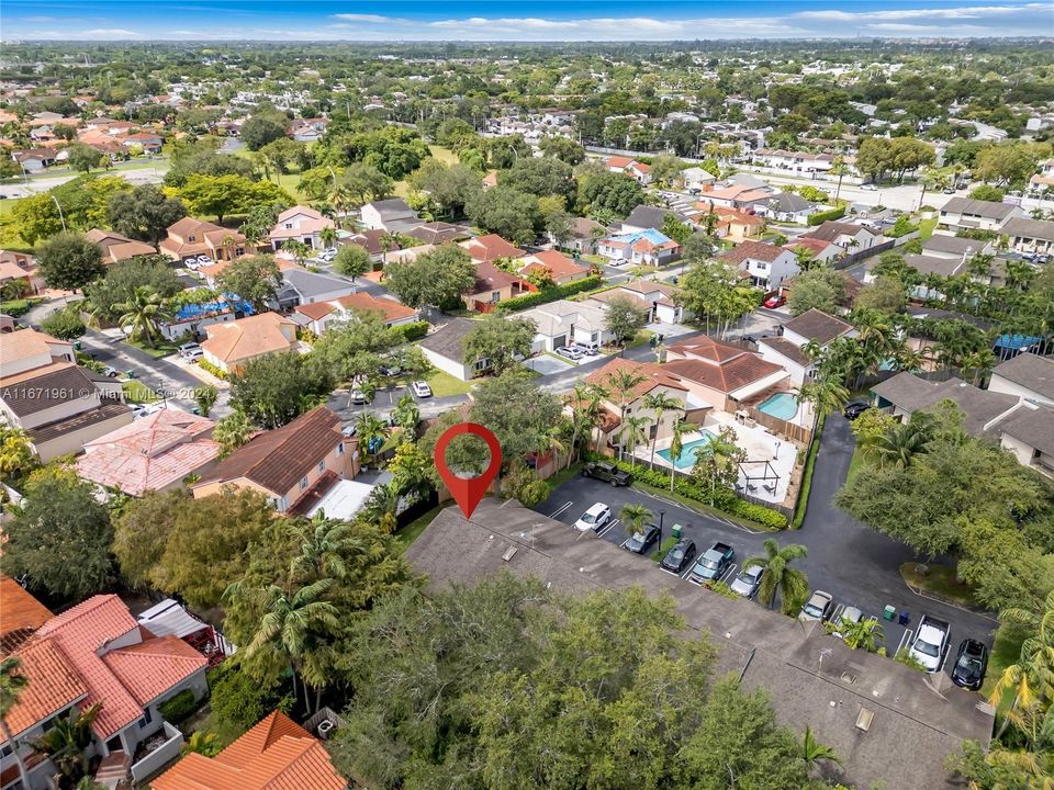 Residential community surrounded by single family homes.