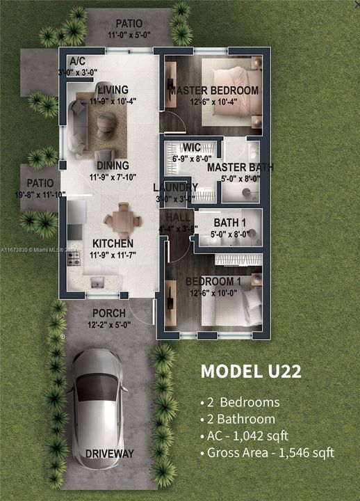 На продажу: $279,900 (2 спален, 2 ванн, 1050 Квадратных фут)