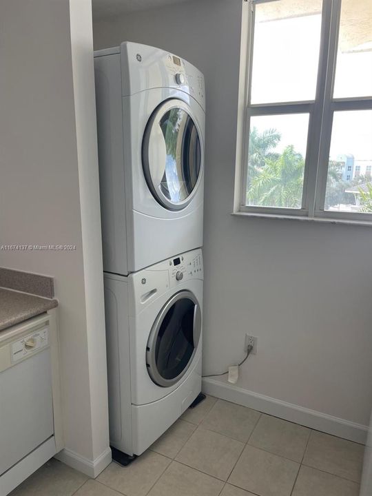 Laundry in kitchen with superb views