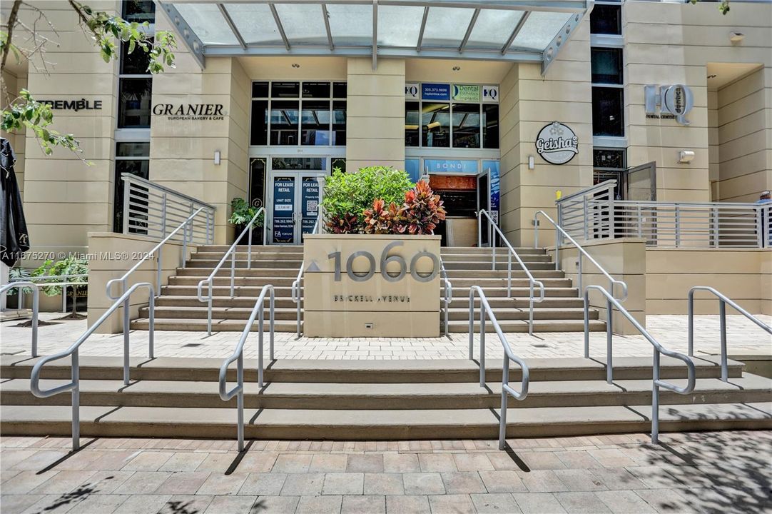 Entrance to the commercial area separate from the residential buildings.