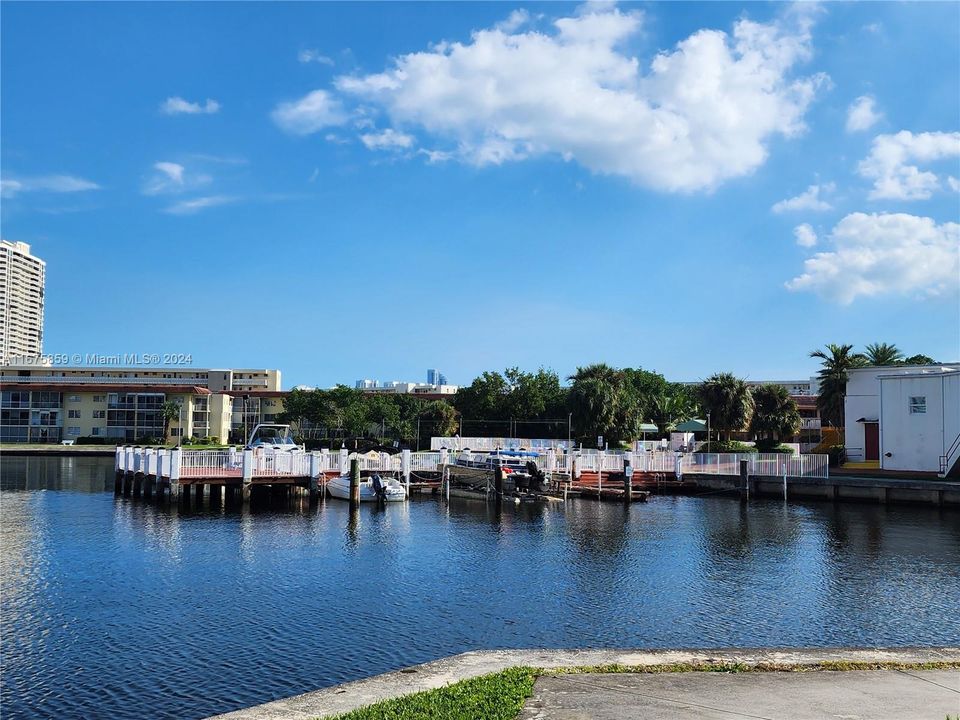 View of marina from walking path which surrounds Point East