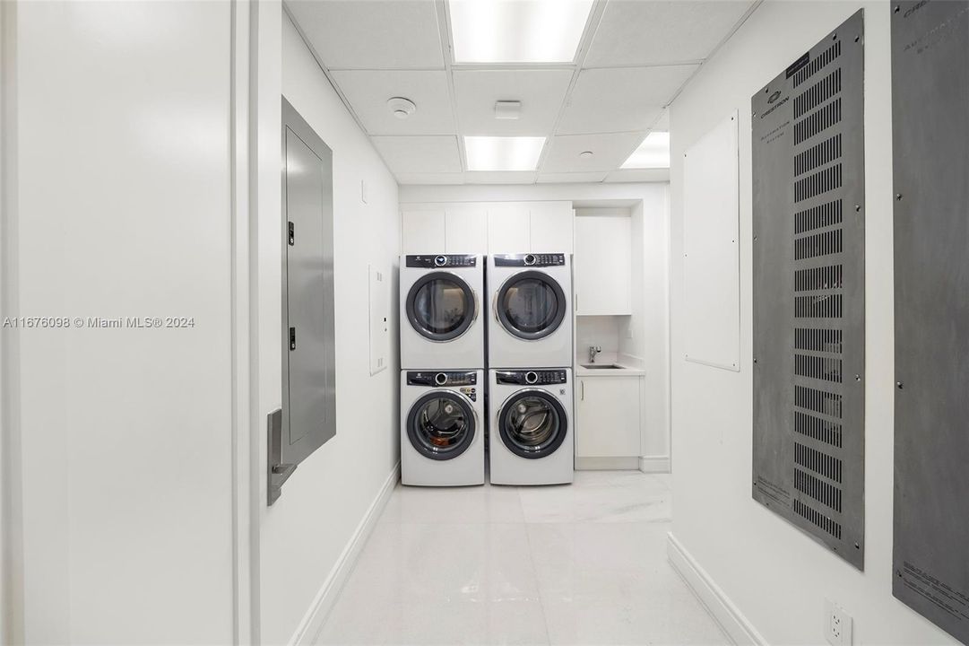 Double Full-Size Washers And Dryers