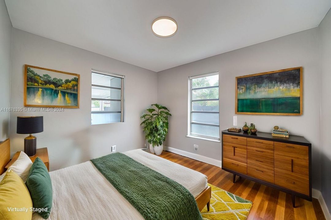 Bedroom #2 - Virtually Staged with furniture and flooring