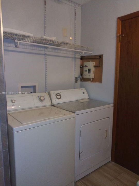 Inside the bathroom has own laundry space -no more trips to the laundromat.