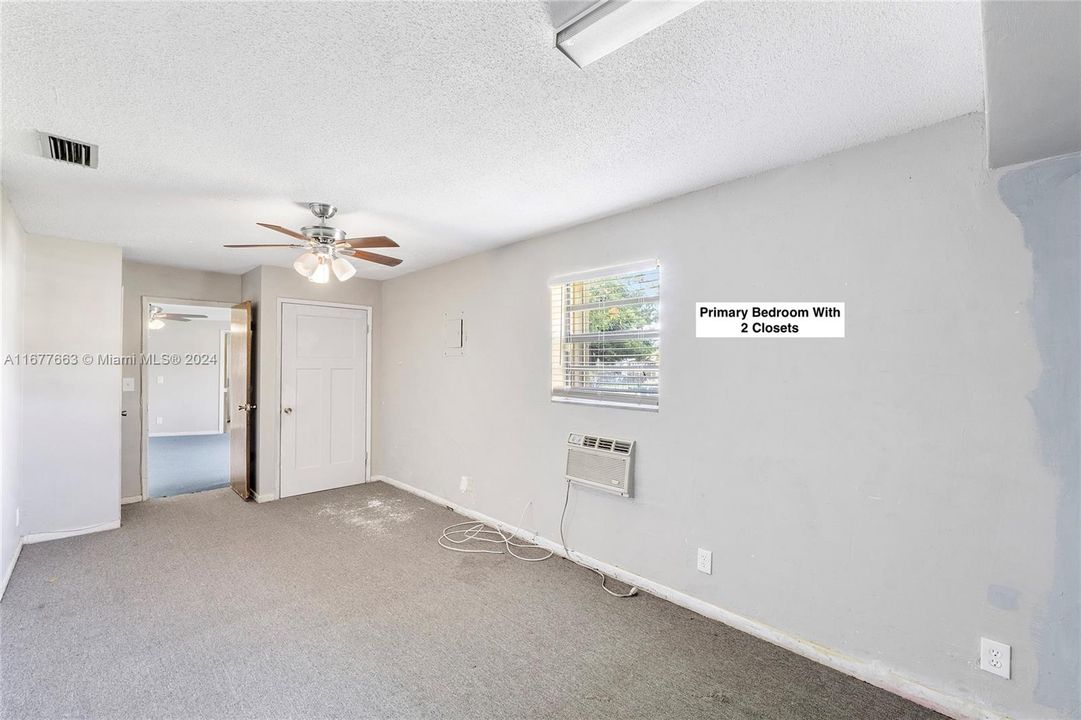 Primary Bedroom looking out + 2 closets