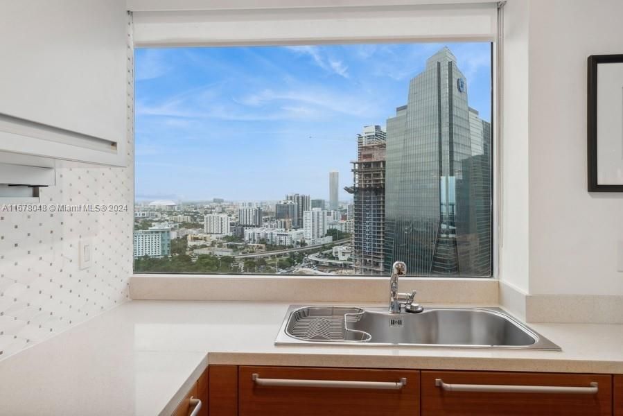 Great city views from kitchen sink