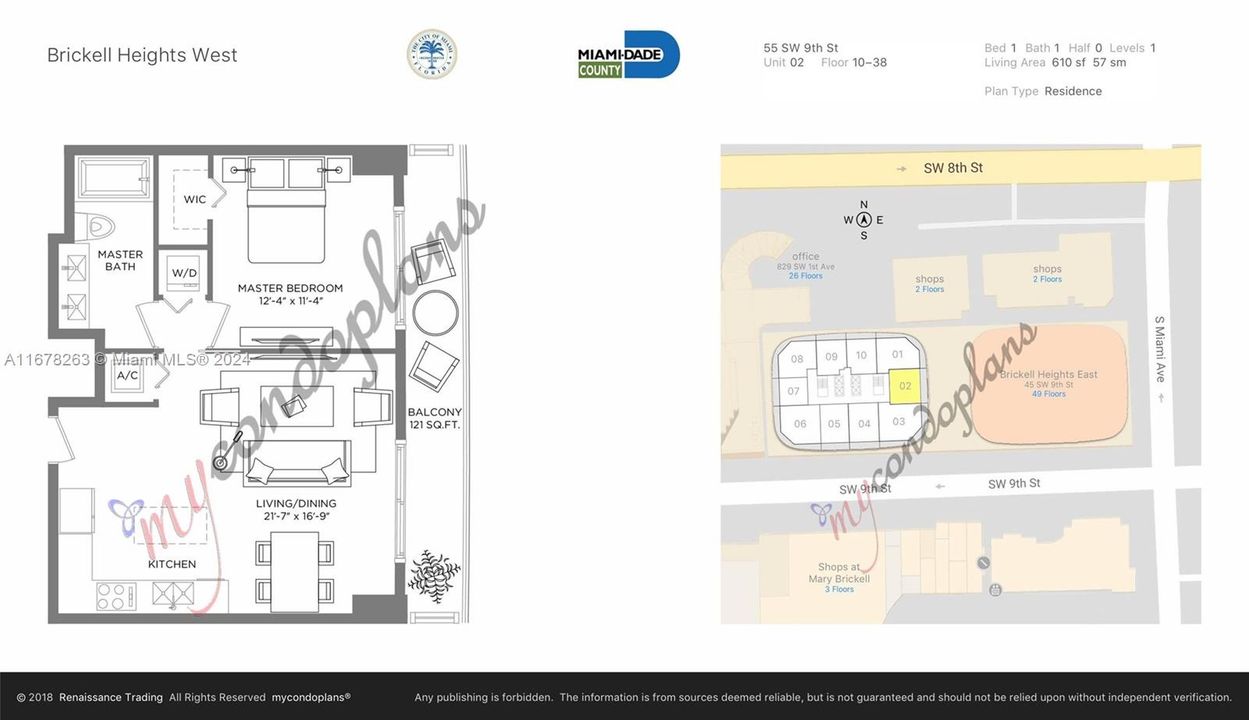 В аренду: $3,300 (1 спален, 1 ванн, 609 Квадратных фут)