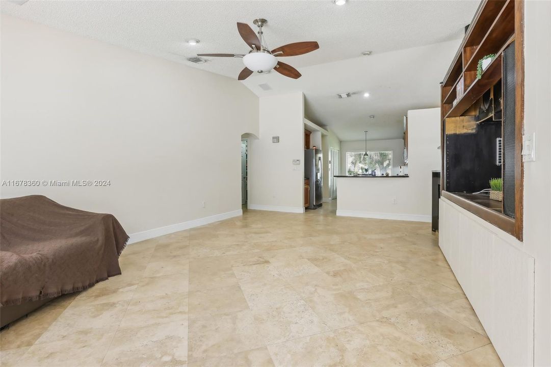 Family Room view looking into Kitchen