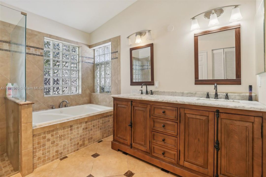 Tastefully updated primary suite bathroom