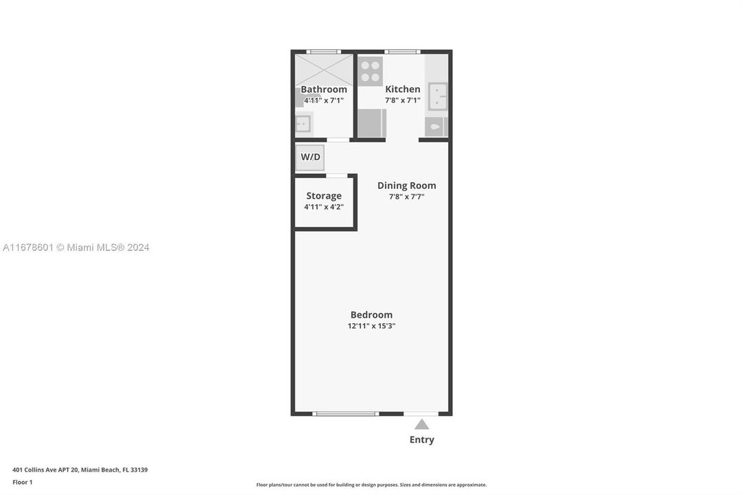 В аренду: $2,450 (0 спален, 1 ванн, 440 Квадратных фут)