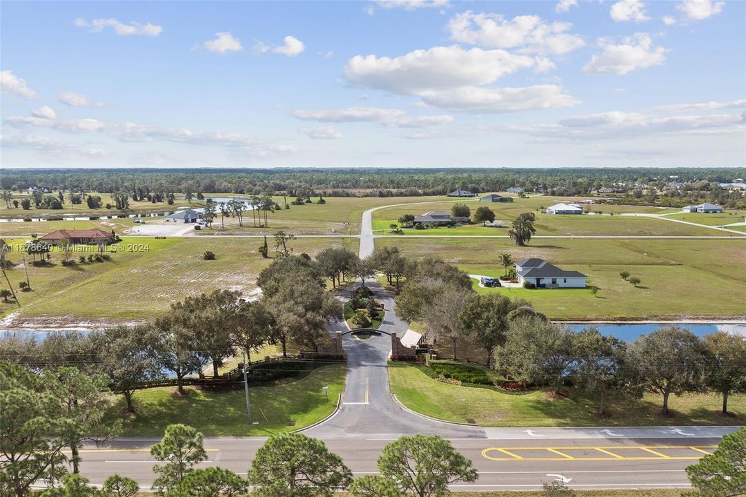 Beautiful tree lined entry from Sparta Rd. to Highland Lakes Reserve. Secure gated entry for entering and exiting the community.