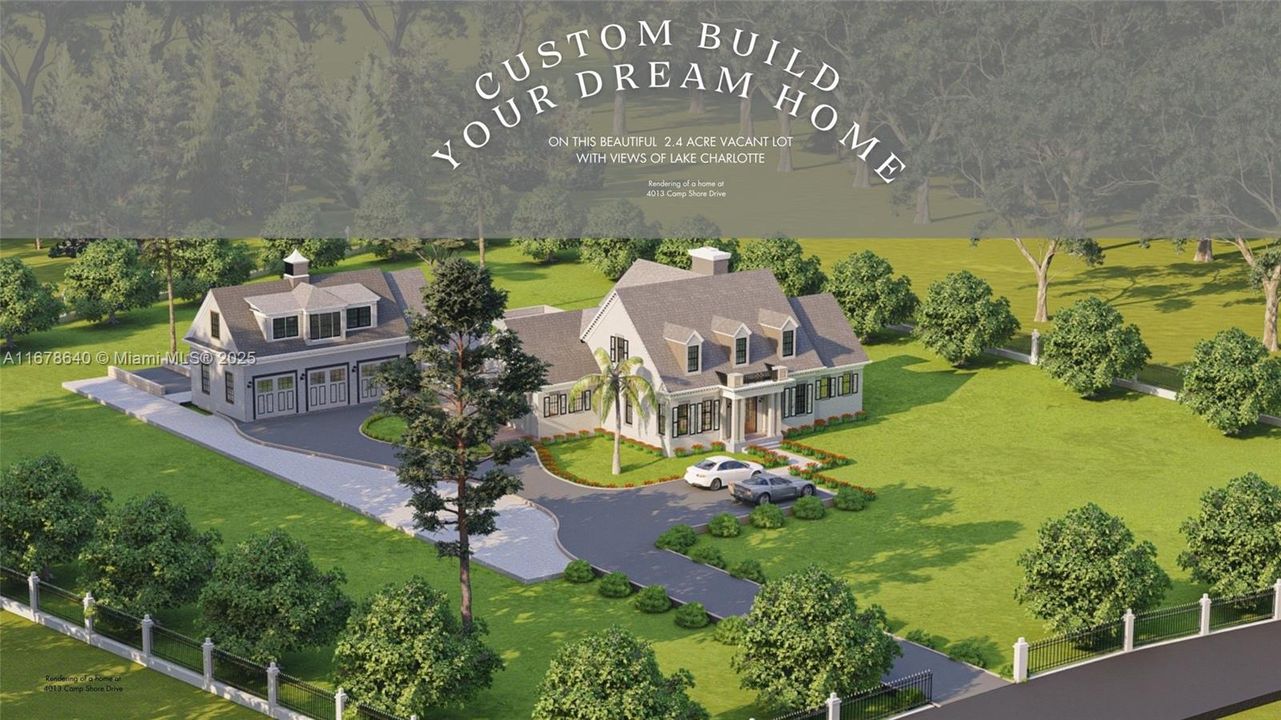 Imagine your custom built dream home on this beautiful 2.4 acre vacant lot offered for sale in the highly sought Highland Lakes Reserve community. This image is a rendering of a potential home that may possibly be built.