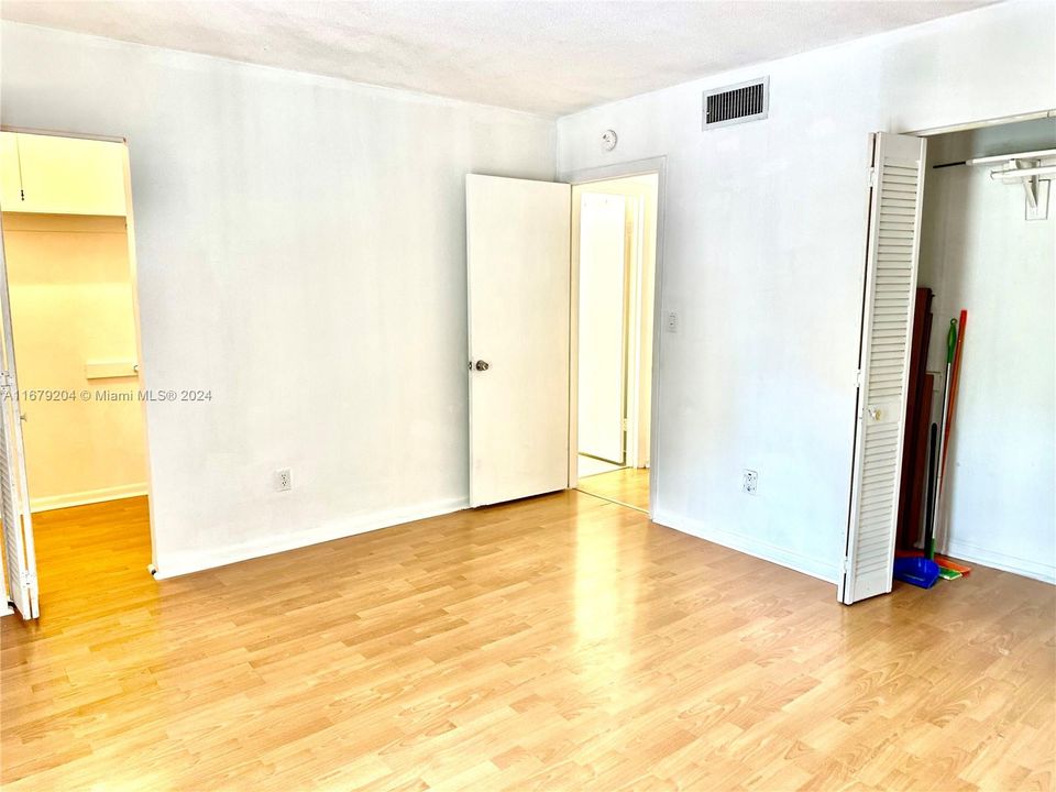 Big bedroom with two closets.