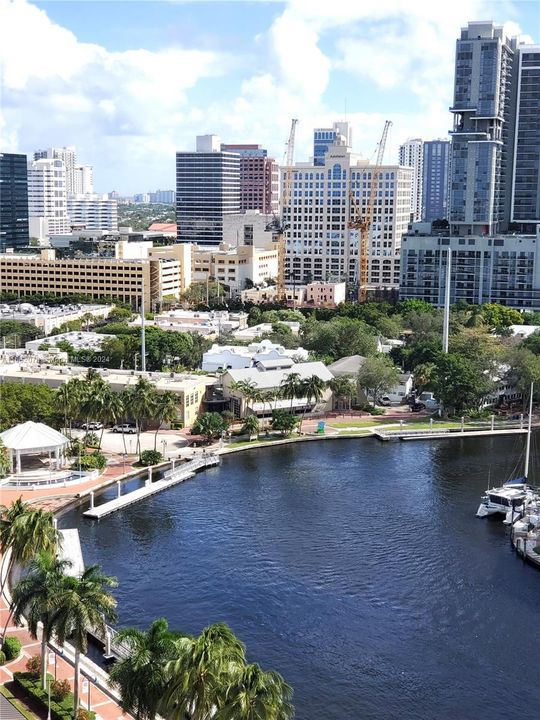 River & city views from balcony