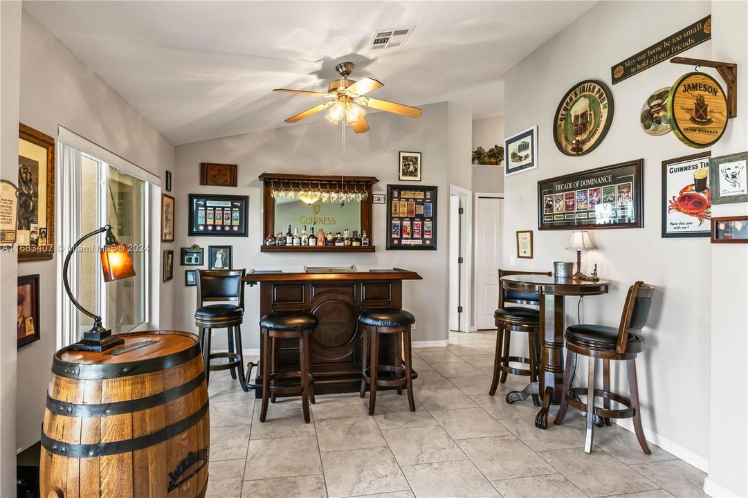 Relax and entertain in this cozy bar area.