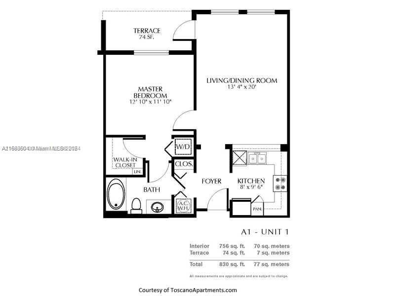 For Rent: $2,600 (1 beds, 1 baths, 759 Square Feet)