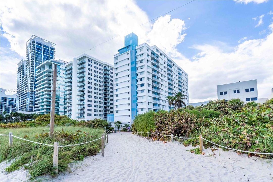 Looking at the building from the beach.