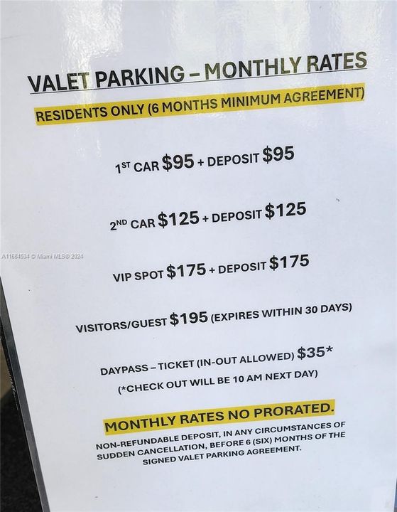 Valet Fees