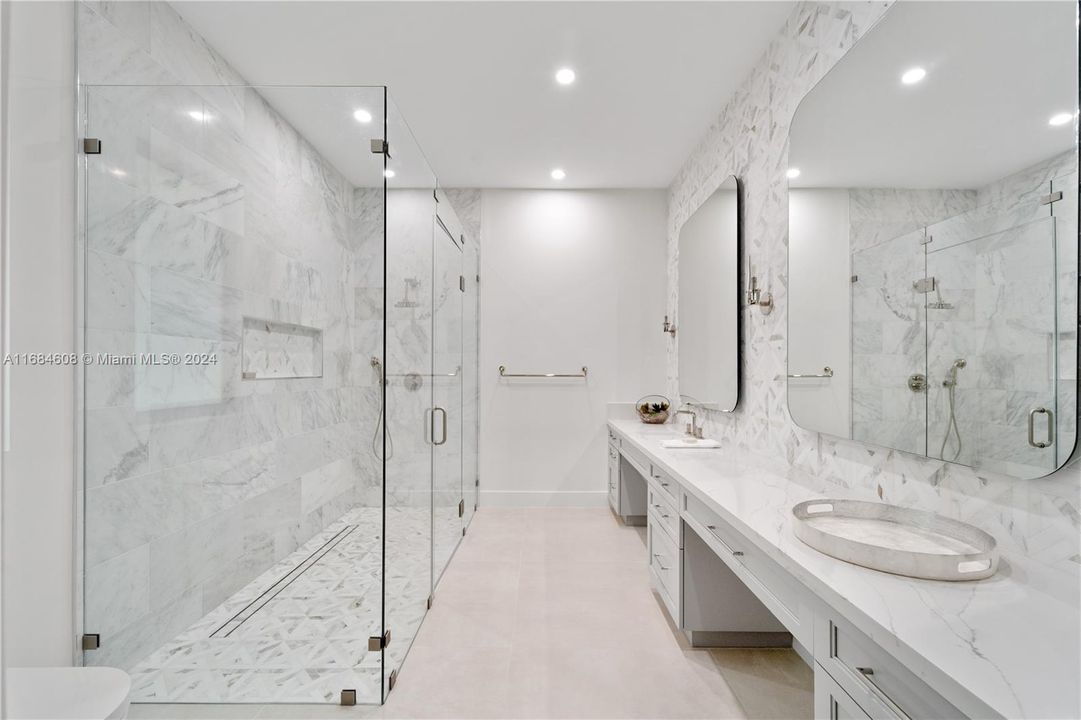 Roll-in shower and wheelchair accessible counters in secondary bedroom