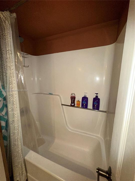 First bedroom shower and bathtub