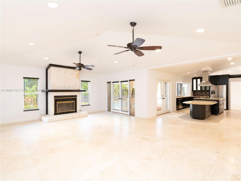 Family Room Flows to Kitchen