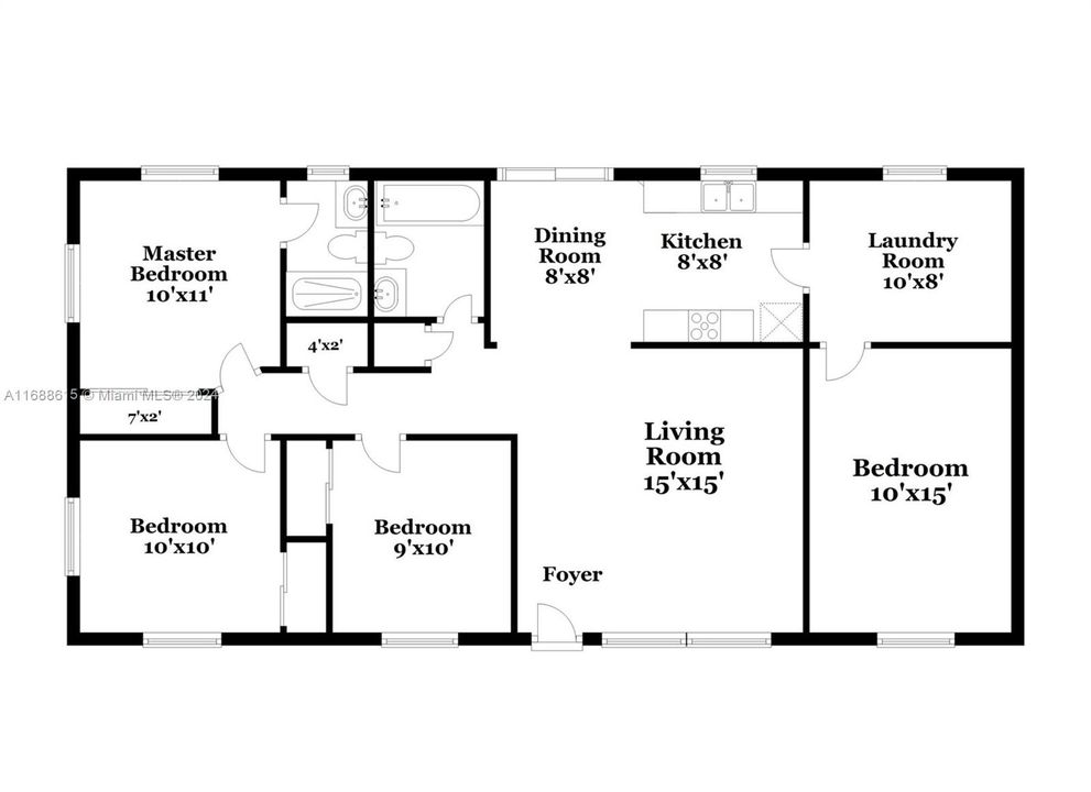 В аренду: $2,640 (4 спален, 2 ванн, 1225 Квадратных фут)