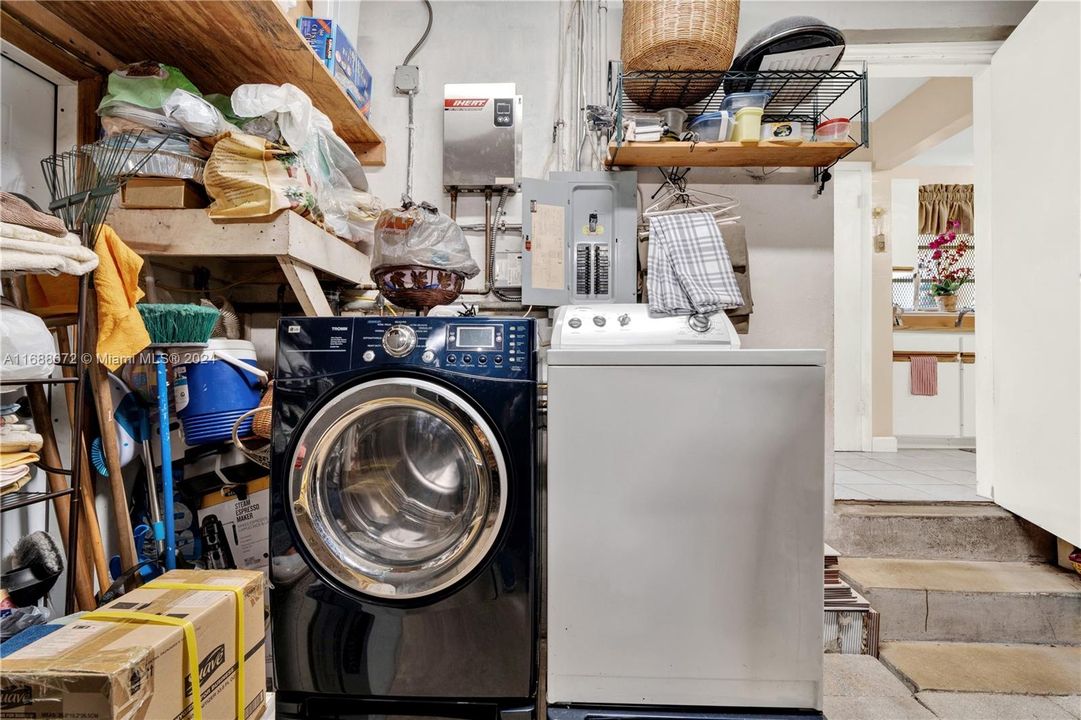 laundry inside garage