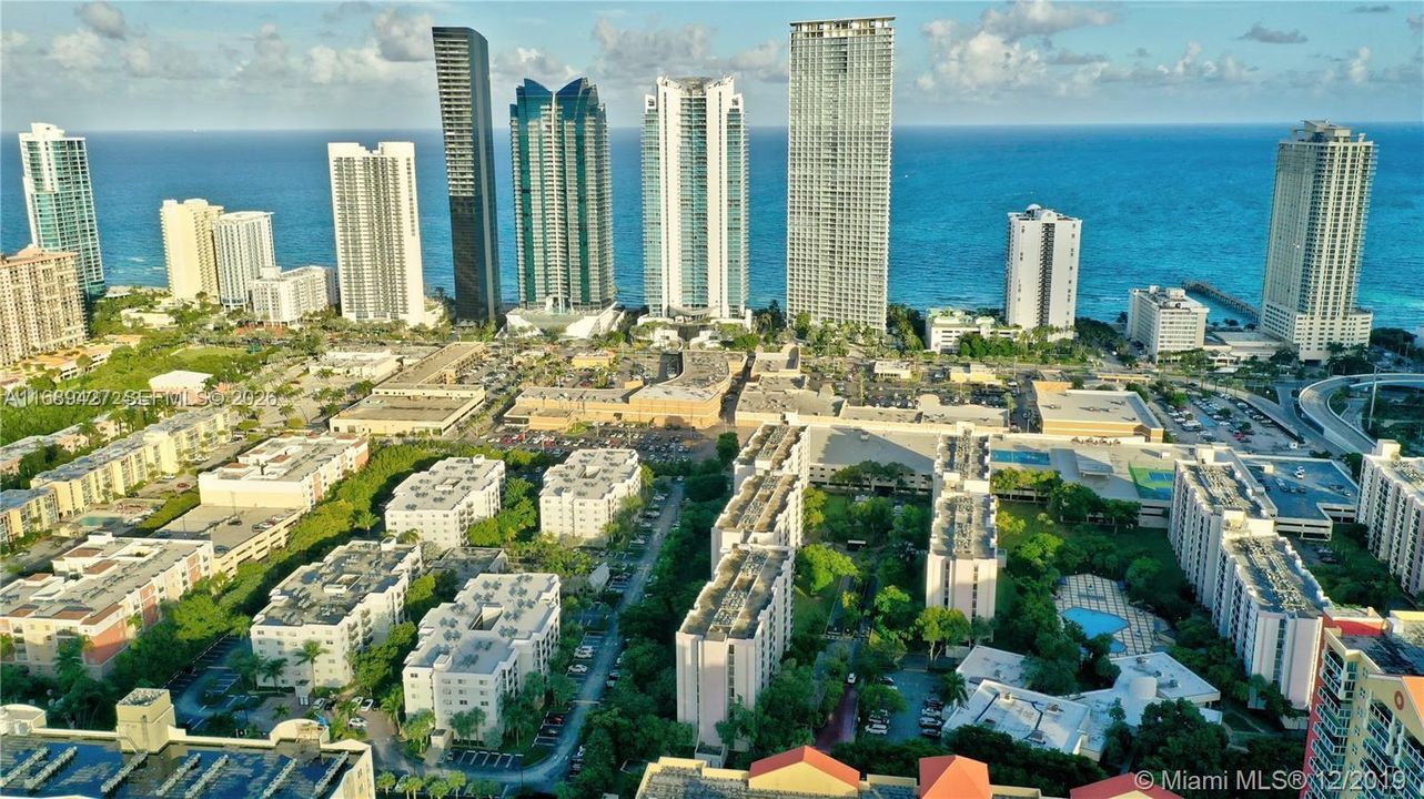 City and ocean area.