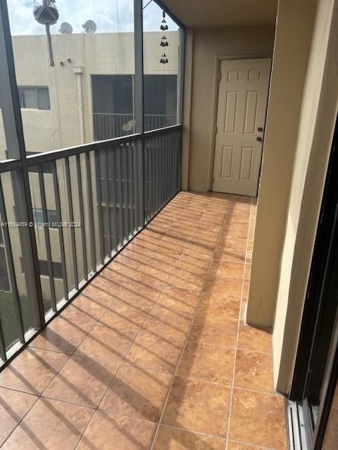 Balcony looking towards storage closet