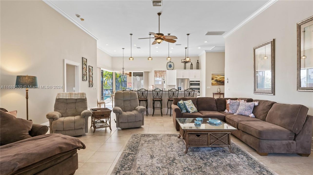 View from the family room into the kitchen!