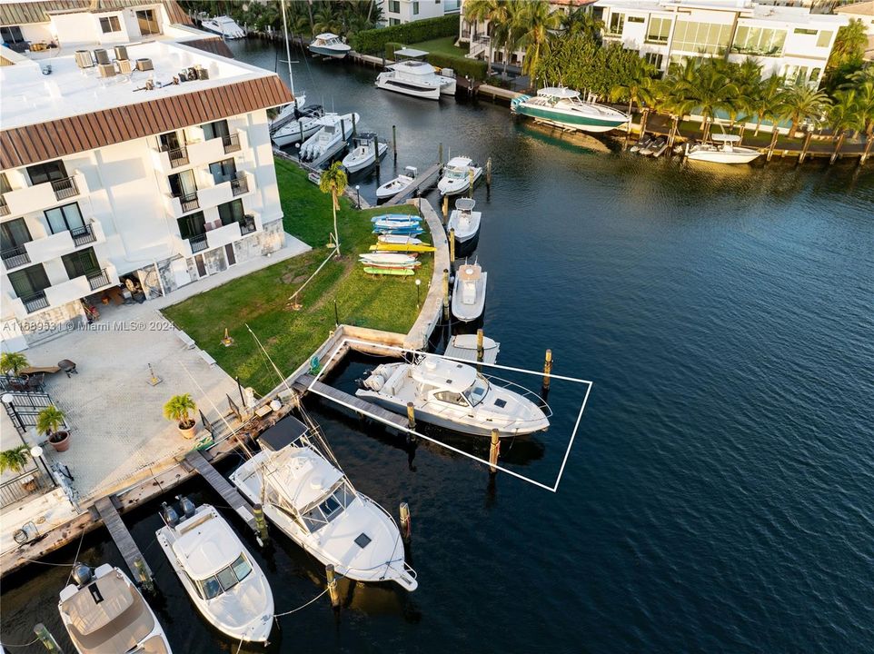 Aerial view of boat slip