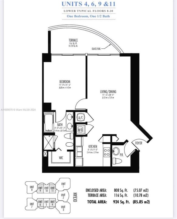 For Rent: $3,700 (1 beds, 1 baths, 808 Square Feet)