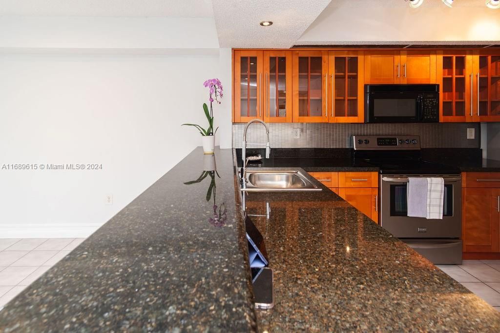 Wood cabinets and granite countertops