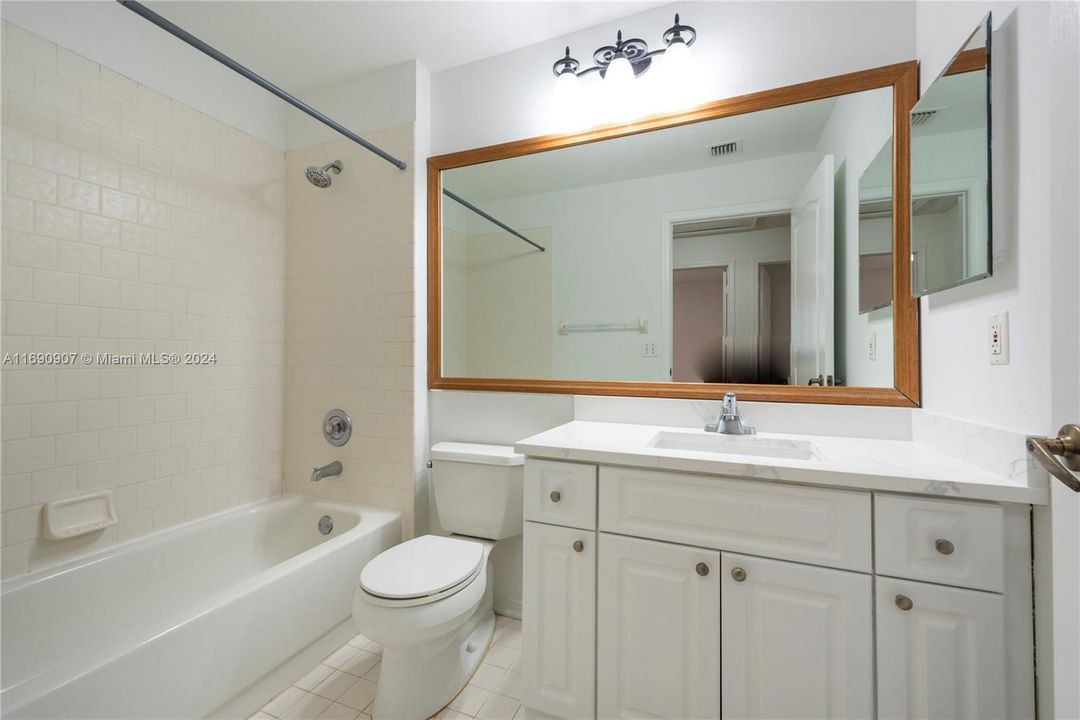 2nd bathroom with brand new quartz countertop