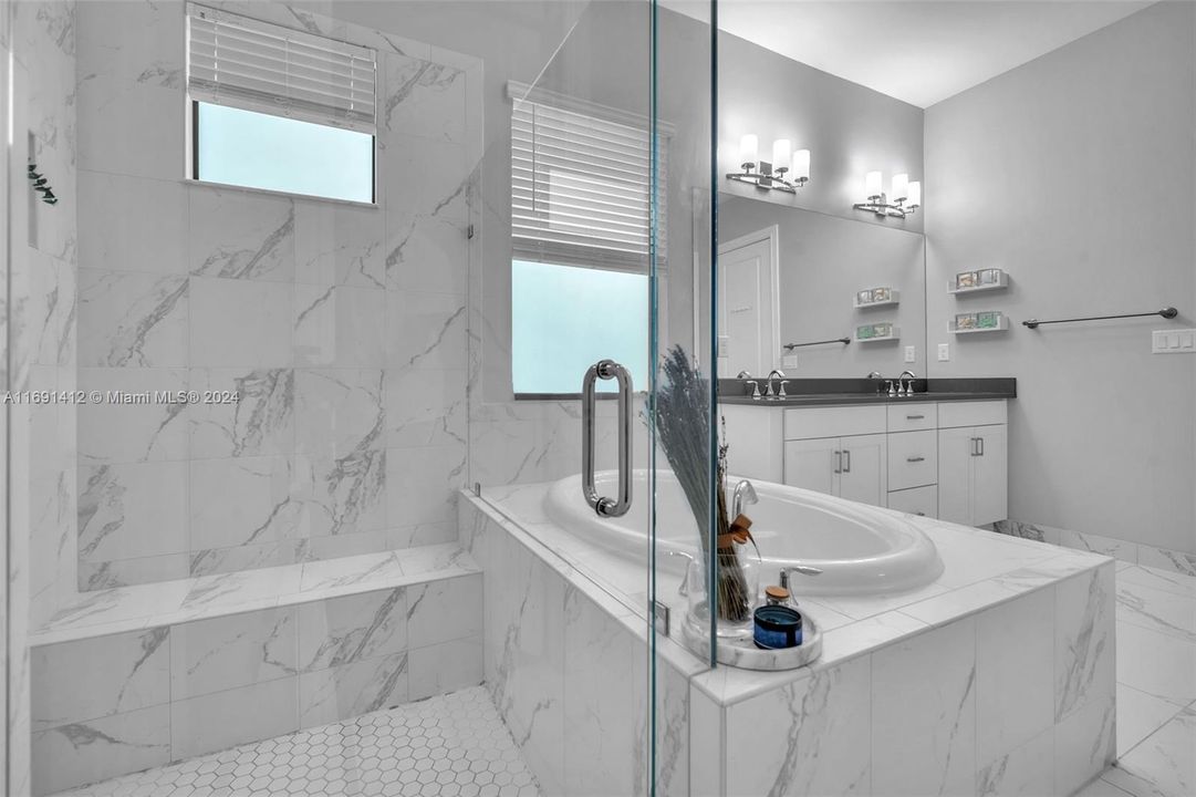 Master - Glass Enclosed Shower + Soak Tub