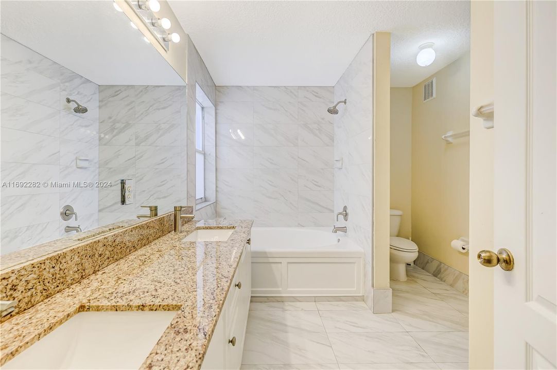 Renovated master bathroom.