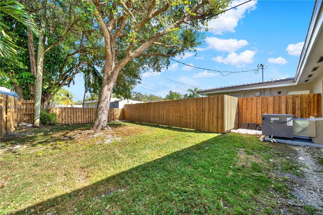 Private back yard, with a new fence